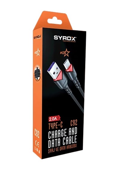 Syrox C92 2.0A Type-C Şarj Data Kablosu