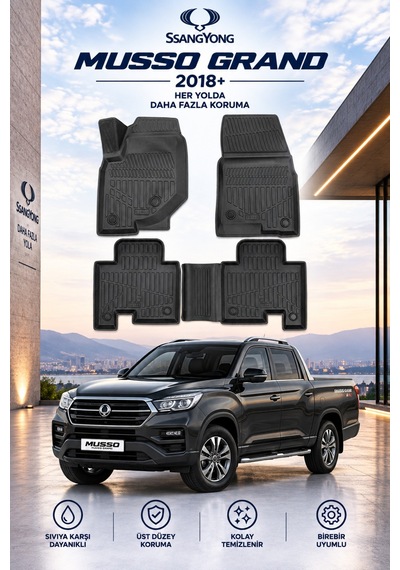 Ssangyong Musso Grand 2018+ Aracınıza Özel Üretim Havuzlu Paspas Takımı A+ -mod-