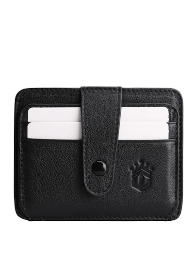Ancora Leather Hakiki Deri Çıtçıtlı-para Bölmeli Kartlık Siyah-26209