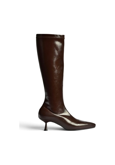 Fox Shoes Z282810460 Kahverengi Rustik Sivri Burun Kitten Topuk Streç Çizme