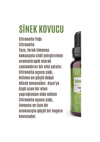 AURAN Sinek Kovucu Saf Esansiyel Uçucu Yağ Buhurdanlık Yağı 10ml