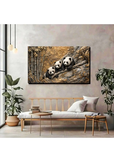 Panda Ailesi Kanvas Tablo