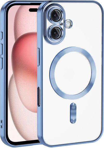 Apple  Uyumlu  iPhone 16 Plus Kılıf Kamera Korumalı M-safe Wireless Şarj Özellikli Zore Demre Kapak Sierra Mavi