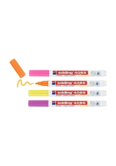 Edding 4085 Sıvı Tebeşir Kalemi 4'lü Set Blister Fosforlu