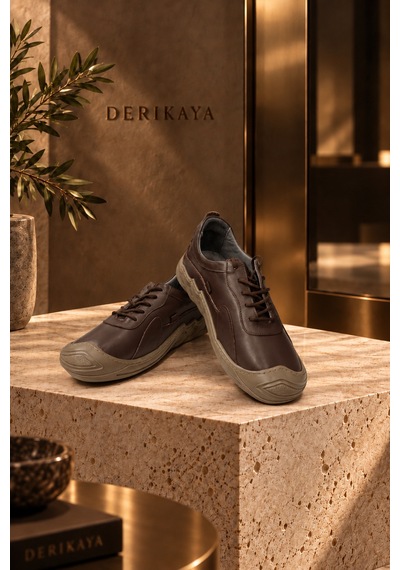Derikaya Urban Erkek Kahverengi Delikli Yan Panel Detaylı Bağcıklı Sneaker