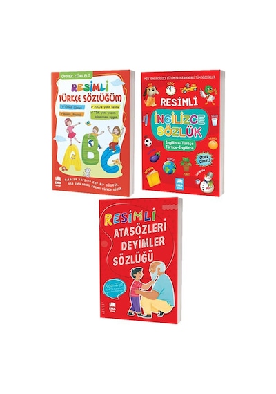 Ema Kitap Resimli Türkçe İngilizce ve Atasözleri Deyimler Sözlükleri - 3 Kitap Set Tdk Uyumlu