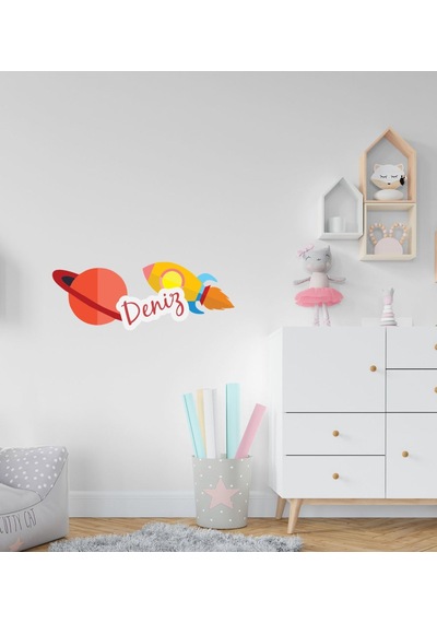 Kişiye Özel Uzay Aracı Tasarımlı Çocuk Odası Duvar Sticker-1