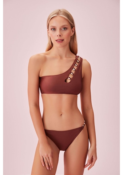 Suwen Maya Tek Omuz Aksesuarlı Bralet Bikini Üst Sb25365019d019 Kahverengi