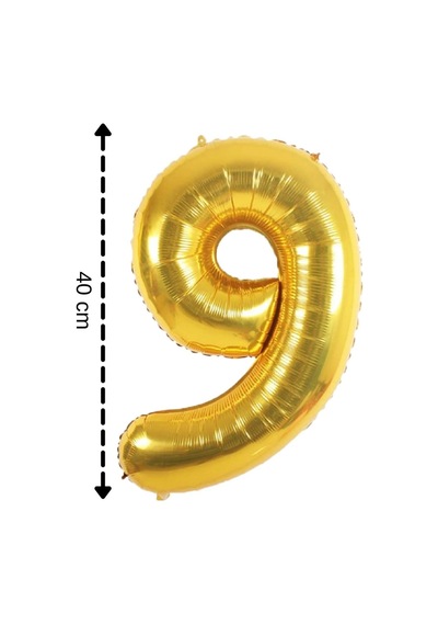 Folyo Balon 9 Rakamı Helyum Balon 40 Cm Altın Renk