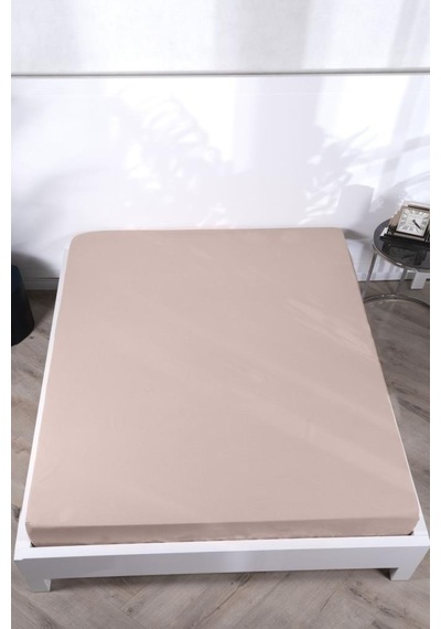 Aç-tak Lastikli Tek Kişilik Çarşaf 160x200+30 Cm Polycotton Matriss Serisi Krem