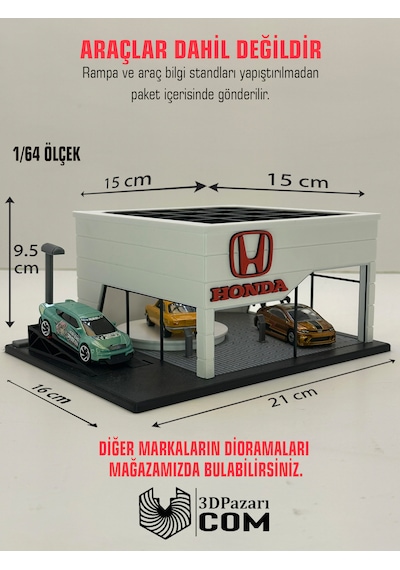 3d Baskı 1/64 Ölçekli Honda Showroom Tasarımlı Diorama Araç Sergileme Garajı