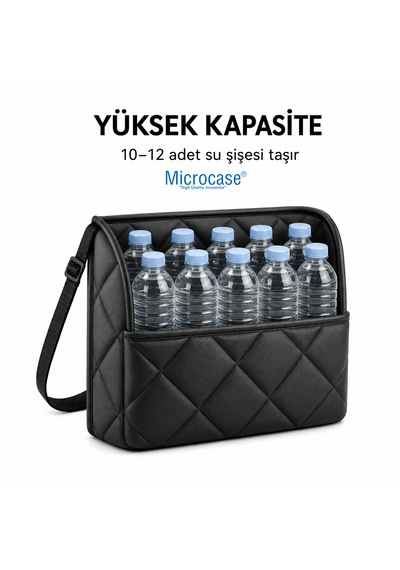 Microcase Kapitone Desen Oto Ön Koltuk Arası Çift Yönlü Çanta Termos Malzeme Organizer Düzenleyici Al5683