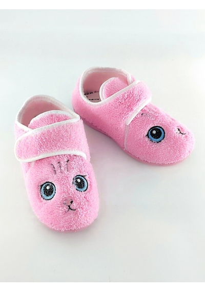 Gezer Peluş Çocuk Günlük Kreş Ayakkabısı Panduf Pembe-kedi