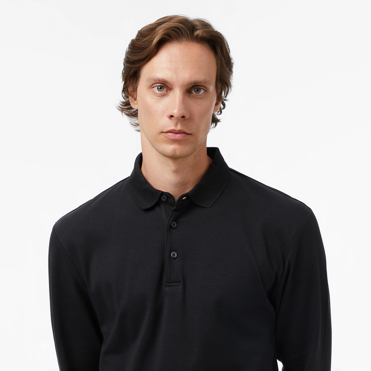 Nautica Erkek Siyah Classic Fit Uzun Kollu Polo Yaka T-shirt Düz K57024t Siyah