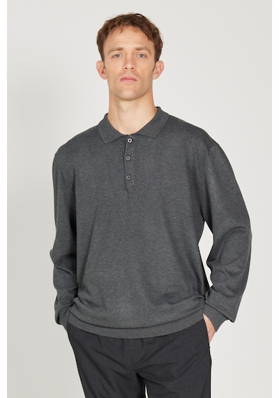 AC&Co / Altınyıldız Classics Erkek Antrasıt Melanj Standart Fit Normal Kesim Polo Yaka Triko Kazak Antrasit Melanj AC&Co / Altınyıldız Classics Erkek Antrasıt Melanj Standart Fit Normal Kesim Polo Yaka Triko Kazak Antrasit Melanj