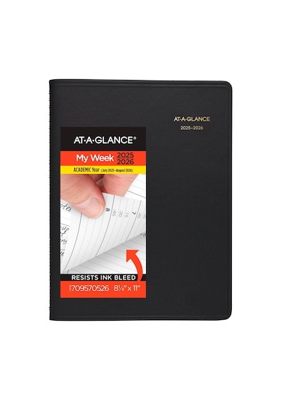 Planner 2025-2026 Akademik, Haftalık, Çeyrek Saatlik Randevu Defteri, 8-1/4" X 11", Büyük, Esnek Kapak, Siyah 7095705 Çok Renkli Planner 2025-2026 Akademik, Haftalık, Çeyrek Saatlik Randevu Defteri, 8-1/4" X 11", Büyük, Esnek Kapak, Siyah 7095705 Çok Renkli