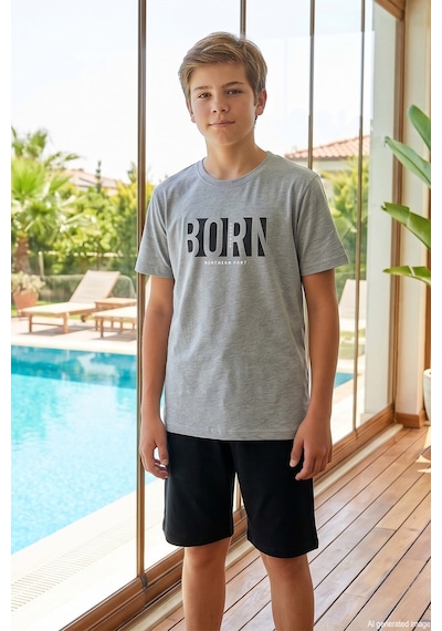 Remsa Genç Erkek Çocuk Kısa Kol Şortlu Pijama Takımı 4353 Gri03 Remsa Genç Erkek Çocuk Kısa Kol Şortlu Pijama Takımı 4353 Gri03