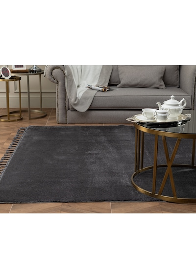 Madame Coco Carol Saçaklı Halı - Antrasit - 80x300 Cm 8684427051559 Gri 80 X 300 Antrasit