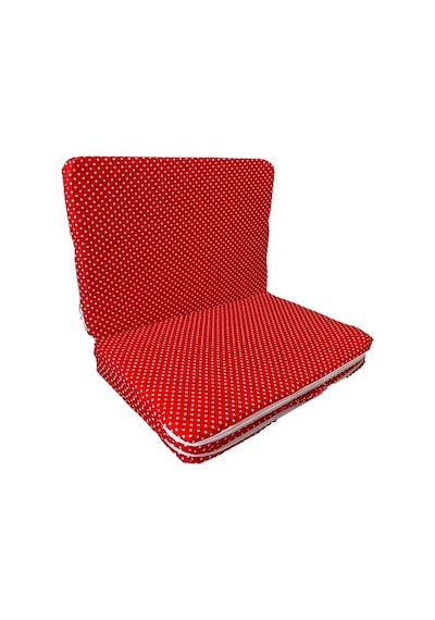 Katlanır Çocuk Yatağı Sünger Yatak Çocuk Oyun Minderi 60x120-4 Cm Kırmızı Puantiyeli