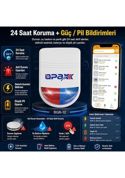 Opax Bgr-12 Wifi Kablosuz Alarm Sistemi 96 Bölge Desteği 1 Yıl Ahm