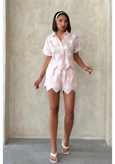 Verymoda D 2915 Nakışlı Şort D2915 Pembe