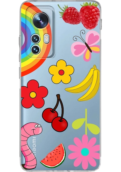 Xiaomi Mi 12 Pro İle Uyumlu 1mm Slim Fit Water Color 5 Baskılı Şeffaf Kılıf Şeffaf