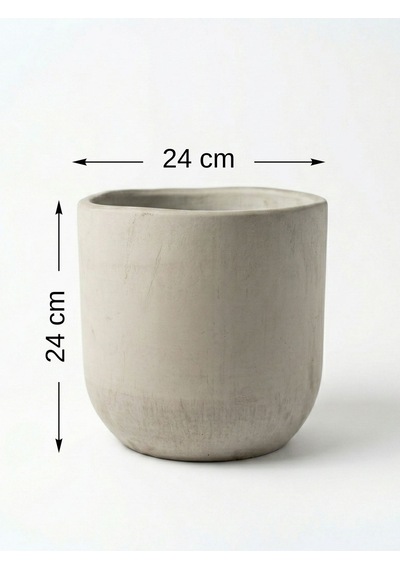 Mono Beton Saksı Gri 6lt 24x24 Modern Minimal Dekoratif İç Mekan Büyük Saksı