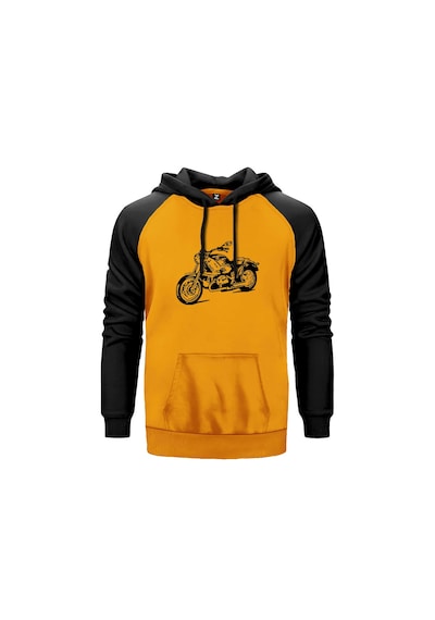 Kruvazör Motosiklet Çizim Sarı Renk Reglan Kol Sweatshirt Sarı
