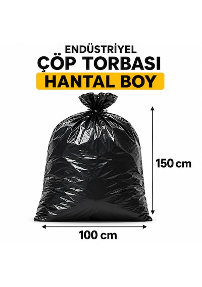 Endüstriyel Çöp Torbası Hantal Boy 100x150 Cm 600 Gr 10 Rulo 100 Adet
