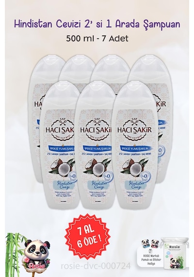 7 Al 6 Öde Hacı Şakir Hindistan Cevizi 2si 1 Arada Şampuan 500 Ml Ve Rosıe