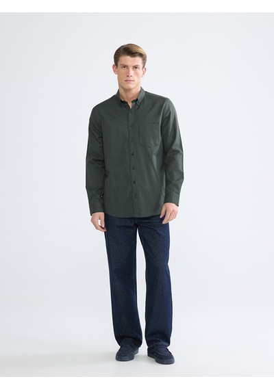 Lcwaıkıkı Classic Haki Regular Fit Desenli Erkek Gömlek