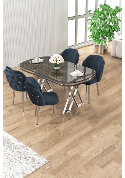 Canisa Zae Serisi 90x168 Lak Panel Antrasit Ironi Krom Ayak Masa Takımı 4 Antrasit Sandalye Antrasit İroni Masa Sandalye Antrasit Krom Detay Canisa Zae Serisi 90x168 Lak Panel Antrasit Ironi Krom Ayak Masa Takımı 4 Antrasit Sandalye Antrasit İroni Masa Sandalye Antrasit Krom Detay