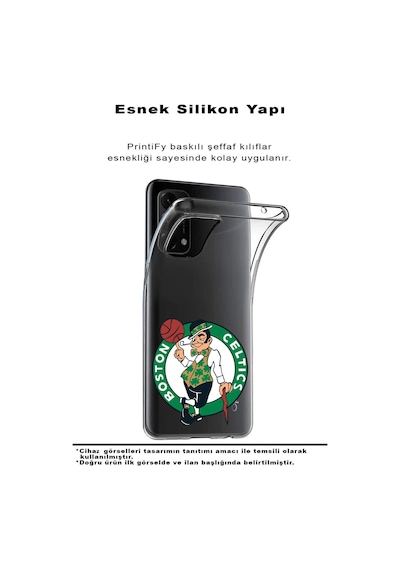 Huawei P Smart 2021 Uyumlu Kapak Boston Celtics Tasarımlı Şeffaf Silikon Kılıf