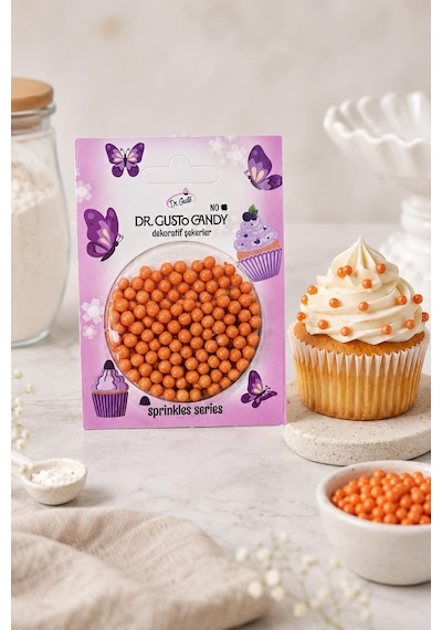 Dr. Gusto 4 Mm Turuncu Boncuk Pasta Süsleme Şekeri