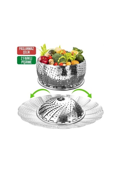 Buharda Pişirme Aparatı, Metal Buharda Pişirici, Katlanabilen Buharda Pişirme Aleti