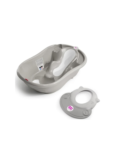 Okbaby Bebek Banyo Seti Onda Evolution Dijital Termometreli Çift Yönlü Küvet + Hippo Duş Şapkası A.gri