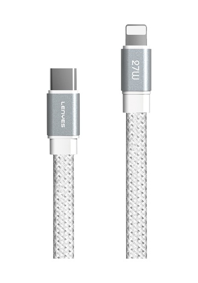 Lenyes Lc538 Type-c To Lightning 48d Aramid Fiber Örgü Tasarımlı Data Pd Şarj Kablosu 27w 1m Beyaz
