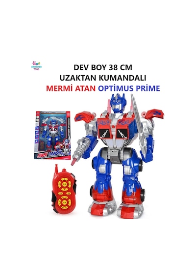 Uzaktan Kumandalı Dev Boy Optimus Prime Bumble Bee Transformer Mermi Ve Disk Atan Oyuncak Robot Lacivert