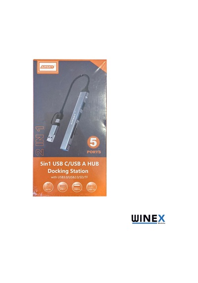 Aırsky Winex 5in1 UsbA Type-C To UsbA 3.01, TF, SD Çoklayıcı Hub Adaptör
