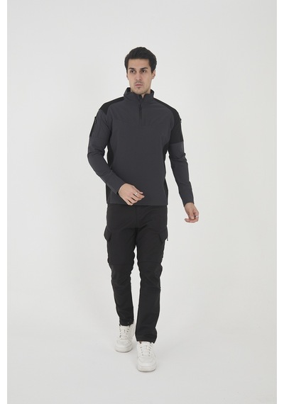 Camp Scoutland Camp138 Outdoor Tactical Su iticili Erkek Antrasit-Siyah Taktik Sweatshirt Antrasit