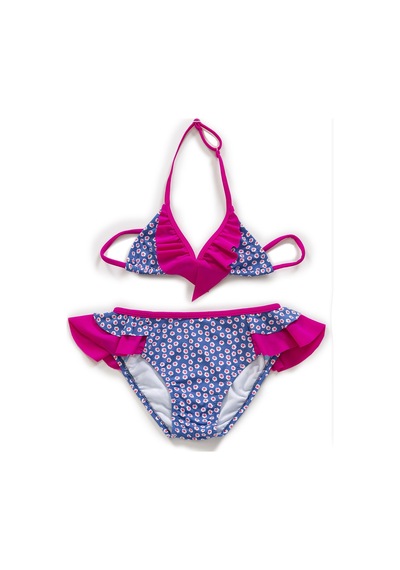 Endeep Kız Çocuk Desenli Üçgen Bikini Takımı Çok Renkli