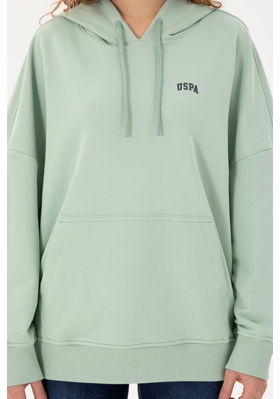 U.S. Polo Assn. Kadın Su Yeşili Kapüşonlu Basic Sweatshirt 50297324-VR048