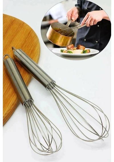 2'li Çelik Lüx Çırpıcı Set 25 Cm Krom