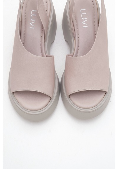Luvishoes Luvi Shoes Roy Taş Cilt Hakiki Deri Kadın Dolgu Topuklu Sandalet Taş