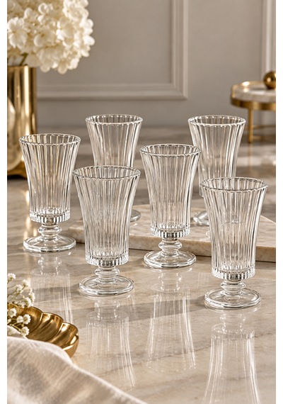 6 Lı Cam Kristal Diamond Çizgili Pinterest Kahve Yanı Bardağı Bardak 75ml Şeffaf