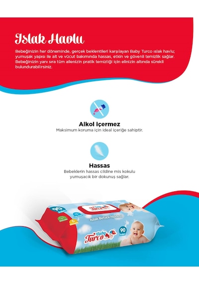 Baby Turco Klasik Islak Havlu Mendil 6 X 90'Lı