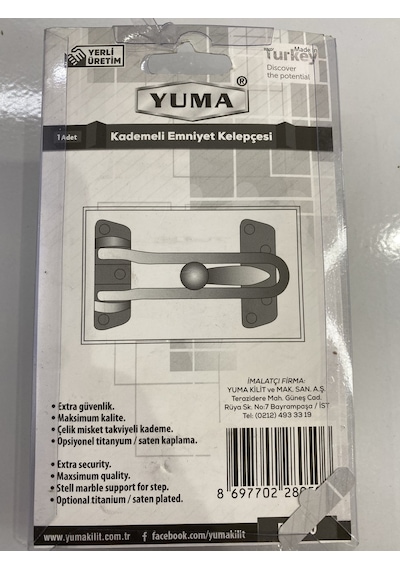 Yuma Kapı Emniyet Kelepçesi Çengel Tip