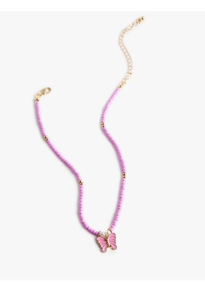 Koton Boncuklu Kelebek Choker Kolye Pembe 6sak71145aa Gül