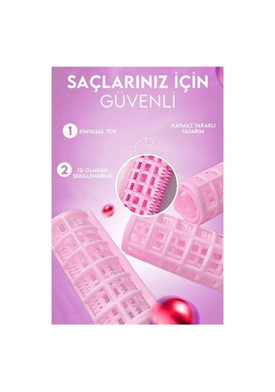 Premium Evde Bakım Tarz Yarat Saç Şekli Bigudiseti Isı Kullanmadan 6'lı Bigudi Seti