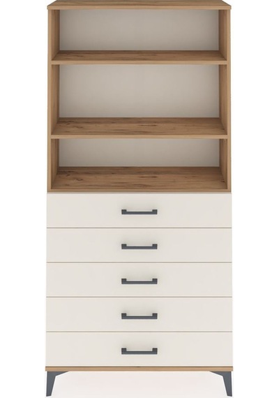 Arges Dolap 3 Raflı 5 Çekmeceli 88x30x182 Çam-aytaşı Çam